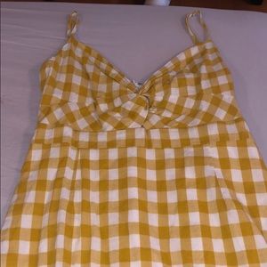 yellow gingham tie dress